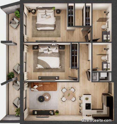 Lujoso y Acogedor Condominio Departamento en Construcción 1 ROOM   1 o 2 Baths 1 parqueo  En Distrit