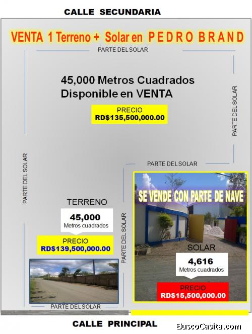 45,000  Mts.2 de Terreno + Solar de 4,616 Mts.2  CON PARTES DE UNA NAVE  en el Km. 25, Autopista Dua