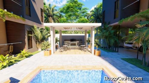 Proyecto turístico de 1 y 2 Recámaras  1 Baño 2 parqueos  en 1er Nivel  PUNTA CANA 260