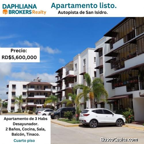 Apto Listo para mudar DE 3 HABS  EN PALMERA ORIENTAL en AUTOPISTA SAN ISIDRO 867