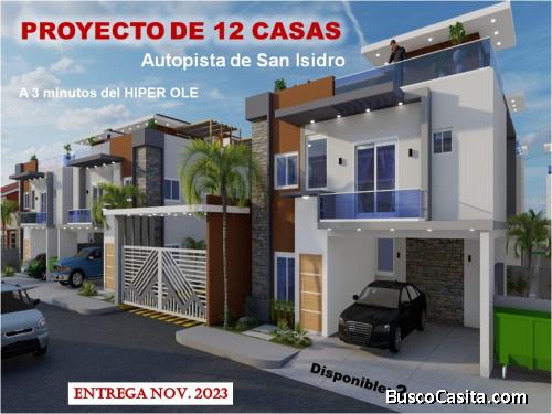 SE VENDEN DOS CASAS CASI LISTAS EN PROYECTO DE 12, AUTOPISTA  DE SAN ISIDRO
