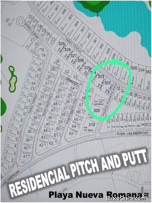 Vendo Solar de  650 Mts.2  para Villa dentro del  RESIDENCIAL PITCH AND PUTT de Playa Nueva Romana