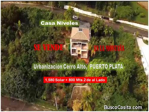 Vendo Casa 3 Niveles (VISTA AL MAR) + Solar de 800 Mts.2 al lado,  URB.  CERRO ALTO DE PUERTO PLATA