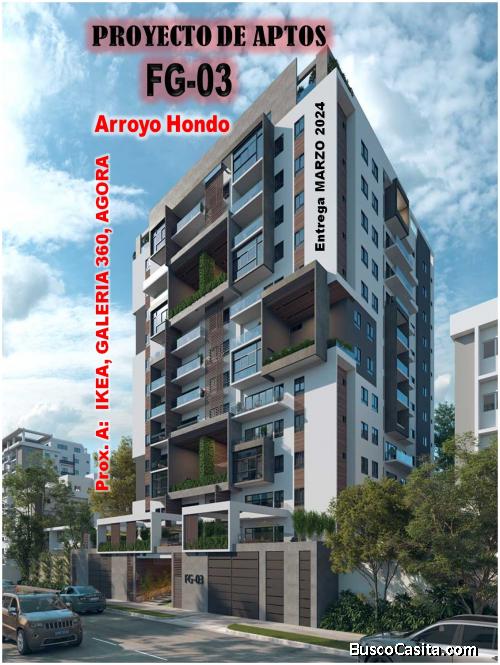 Proyecto de Aptos Exclusivos FG-03 en Arroyo Hondo, Prox.  a IKEA, GALEARIA 360, AGORA MALL, DIAMOND