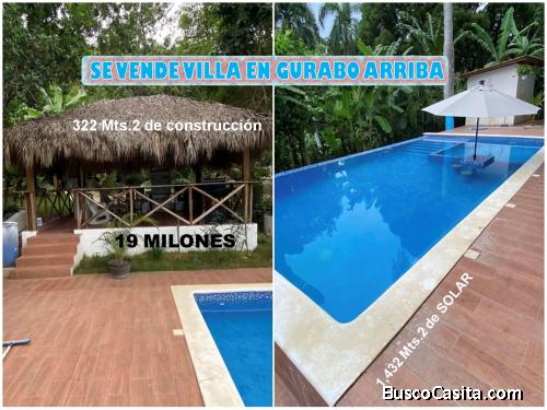Vendo Villa AMUEBLADA en Gurabo Arriba, SANTIAGO, a 500 Mts. de CAMP DAVID