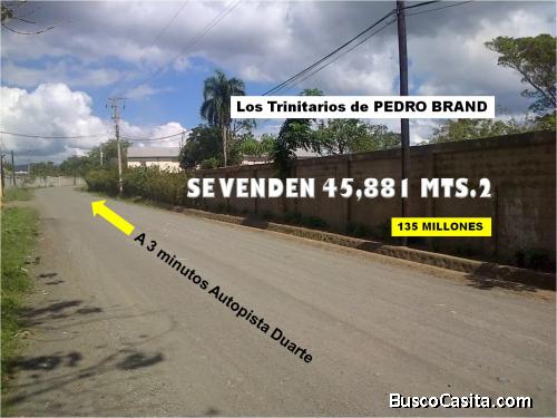 45,881  Mts.2 de Terreno en el Km. 25, a 1 km de Autopista Duarte en PEDRO BRAND