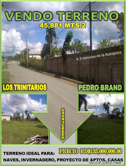 45,881  Mts.2 de Terreno en el Km. 25, a 1 km de Autopista Duarte en PEDRO BRAND