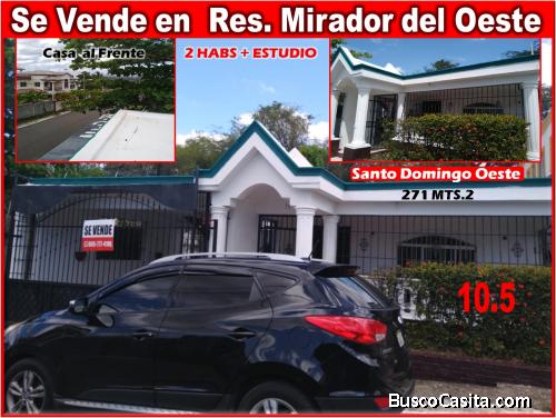 VENDO CASA EN EL MIRADOR DEL OESTE. 271 Mts.2, 2 HABS. + APTO ESTUDIO