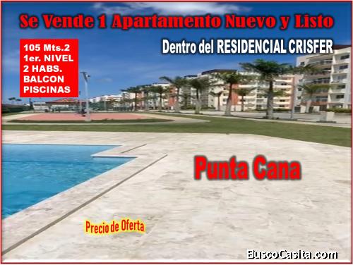 VENDO APTO NUEVO 2 HABITACIONES DENTRO DEL PROYECTO EXCLUSIVO  CRISFER, PUNTA CANA