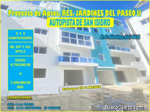 PROYECTO APTOS RES. JARDINES DEL PASEO CASI LISTOS en  Aut.  de San Isidro