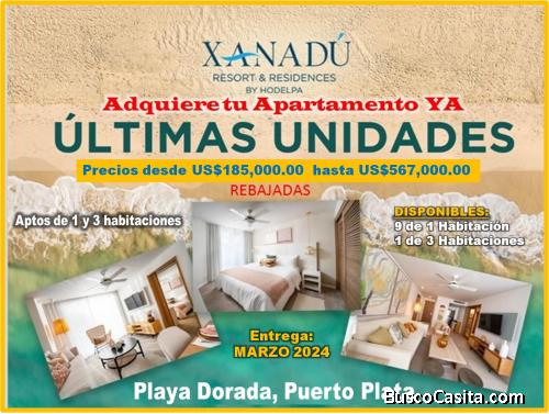 VENTA APTOS EN PLAYA DORADA EN PROYECTO XANADU CASI LISTOS, SOLO  10 UNIDADES…ERAN 250