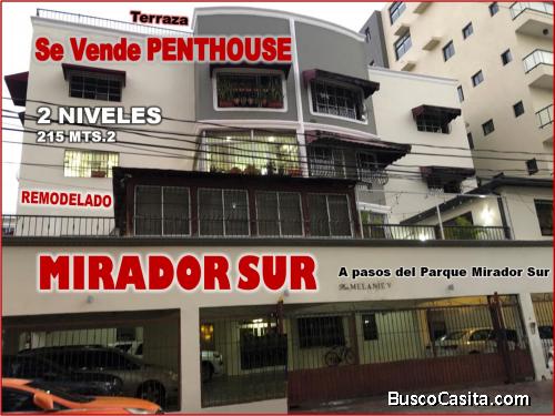 VENDO PENTHOUSE DE 2 NIVELES, 215 MTS.2,  REMODELADO EN MIRADOR SUR, OPORTUNIDAD