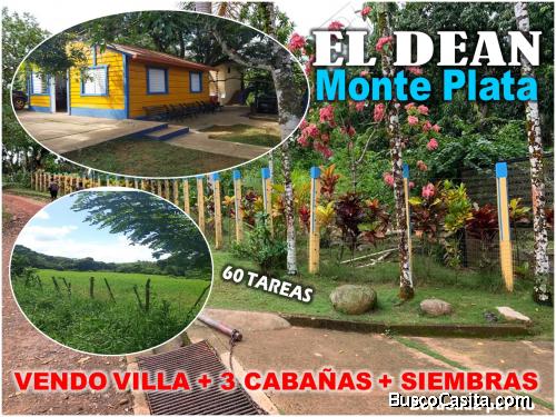 VILLA + FINCA+ 3 CABAÑAS + SIEMBRA, 59.5 TAREAS y bordeada de un  río en EL DEAN, Monte Plata