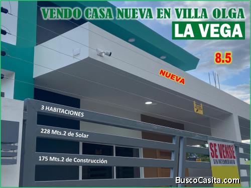 SE VENDE CASA NUEVA EN VILLA OLGA, LA VEGA, 3 HABS., 228 MTS.2