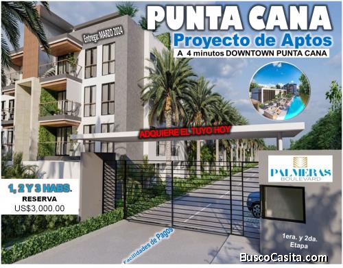 EL MAS EXCLUSIVO PROYECTO DE APTOS EN PUNTA CANA, PALMERAS BOULEVARD, A SOLO 4 MINUTOS DE DOWNTOWN