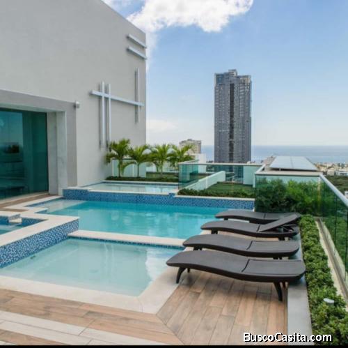 Alquilo apartamento amueblado en torre moderna con vista al mar Los Cacicazgos 