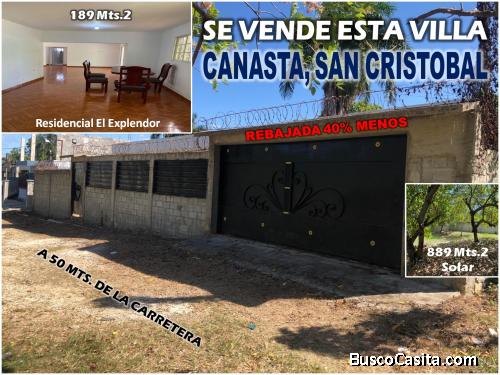 VENDO VILLA 40% MENOS EN CANASTA, SAN CRISTOBAL, RES. EL EXPLENDOR, OPORTUNIDAD