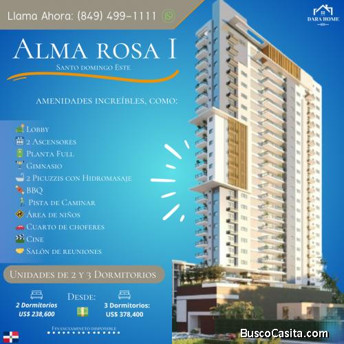Vendo Lujoso Proyecto de 2 y 3 Habitaciones en Alma Rosa I