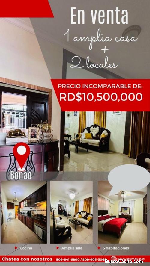 CASA CON DOS LOCALES DE VENTA EN BONAO
