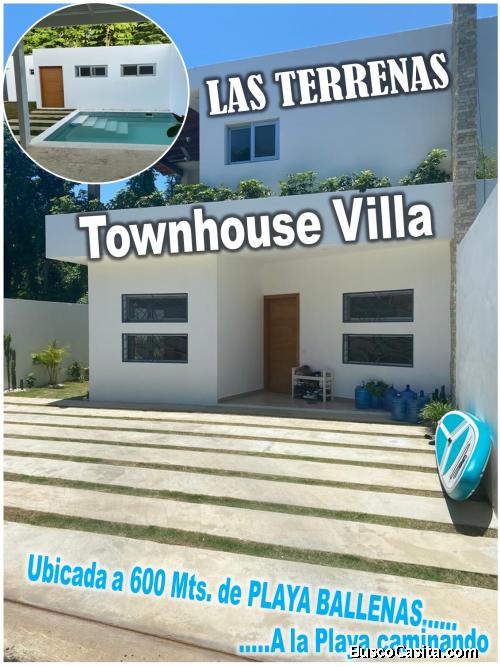 Townhouse Villa en Las Terrenas, a  600 Mts. de Playa Ballenas, 2 niveles, Piscina