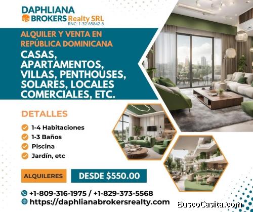 2 dormitorios Se alquila  Se renta Residencias En República Dominicana