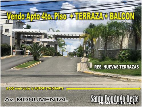APTO CON TERRAZA EN EL RES. NUEVAS TERRAZAS, AV. MONUMENTAL,  150 MTS.2, CASA CLUB, A 400 MTS. AUT. 