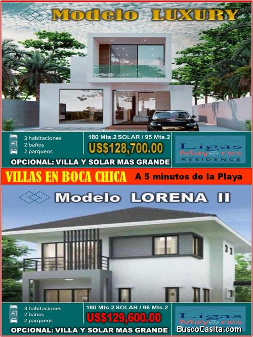 ADQUIERA YA TU  VILLA o APTO EN BOCA CHICA, A SOLO 5 MINUTOS DE LA PLAYA, CON LOS MEJORES PRECIOS Y 
