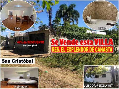 VILLA EN CANASTA, REBAJADO 36% MENOS, CANASTA,  SAN CRISTOBAL, RES. EL EXPLENDOR