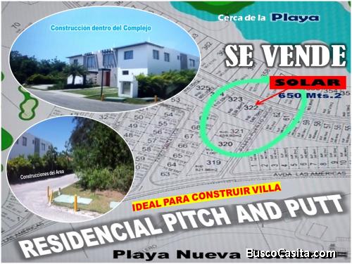 Solar de  650 Mts.2 en el  RES. PITCH AND PUTT de Playa Nueva Romana, y cerca del HOTEL BAHIA PRINCI