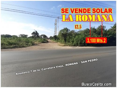 VENDO SOLAR  de 3,100 Mts.2 en LA ROMANA,  Km. 7 Carretera  ROMANA – SAN PEDRO