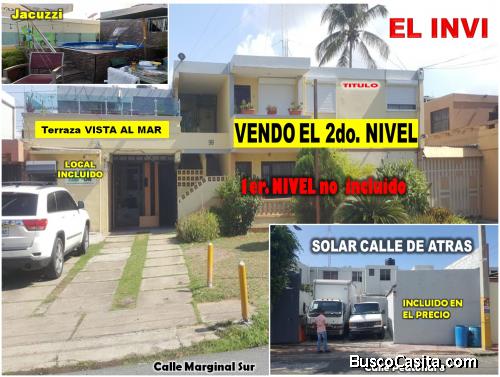 CASA 2DO NIVEL (VISTA AL MAR) EN EL INVI, AUTOPISTA 30 DE MAYO + LOCAL + SOLAR EN 1ER NIVEL