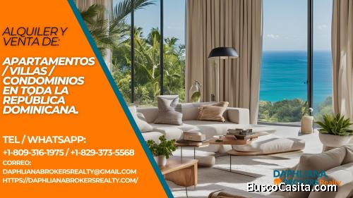 Apartamentos y Casas 1 hab Renta a largo plazo cerca al mar en Cap Cana 