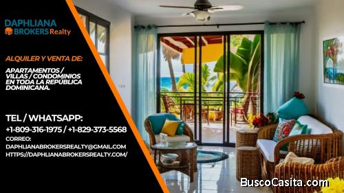 Departamento 1 habitación Alquileres vacacionales próx al mar en Punta Cana 