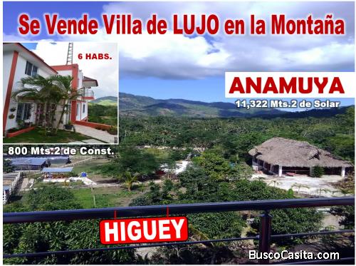 VILLA DE LUJO,  AMUEBLADA, 2 NIVELES, EN LA MONTAÑA DE  ANAMUYA, HIGUEY, 800 Mts.2 Y 11,322 DE SOLAR
