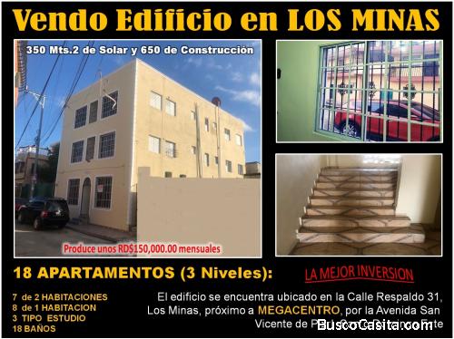 VENDO EDIFICIO DE 3 NIVELES CON 18 APARTAMENTOS,  PROXIMO A MEGACENTRO POR LA SAN VICENTE DE PAUL