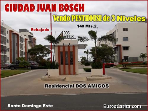 PENTHOUSE 3 Niveles en CIUDAD JUAN BOSCH, Res. DOS AMIGOS, 3 HABS., 140 Mts.2, REBAJADO