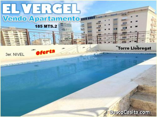 VENDO APTO AMUEBLADO EN EL VERGEL, 185 MTS.2, 3 HABS., 3er. NIVEL,  REBAJADO