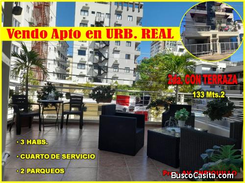 Vendo Apto 2da con TERRAZA en  URB. REAL , prox. a  la AV. ENRIQUILLO Y EL BRAVO, 133 Mts.2