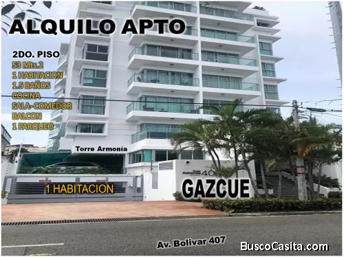 ALQUILO APTO de  1 HAB, 2do. NIVEL,  TORRE ARMONIA de GAZCUE, Av. Bolivar