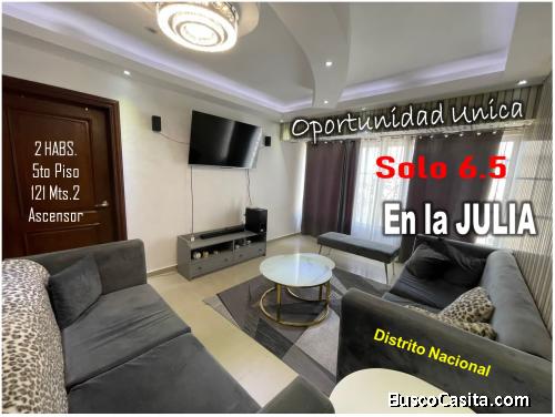 Vendo Apto BARATO en LA JULIA con  Ascensor, 2 Habs.,  5to piso, 121 Mts.2 y con Servicios