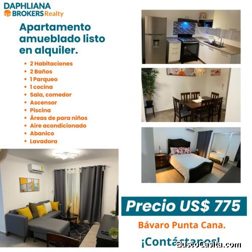 Jardines III Apartamento  totalmente amueblado  Listo en Alquiler.