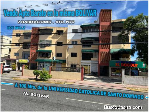AHORA PUEDES VIVIR EN LA BOLIVAR CON POCO DINERO, Vendo Apto de  2 Habs., 4to  Piso, 101 Mts.2,  a 1