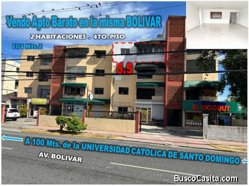 Vendo Apto BARATO EN LA BOLIVAR,   2 Habs., 4to  Piso, 101 Mts.2,  a 100 Mts.  de la UNIVERSIDAD CAT