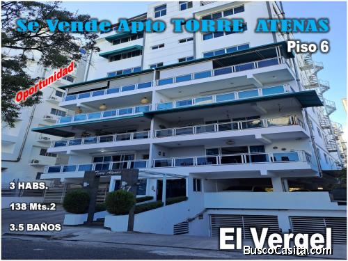 Vendo Excelente Apto en El Vergel, Torre Atenas, 3 HABS, PISO 6, 138 Mts.2, OPORTUNIDAD