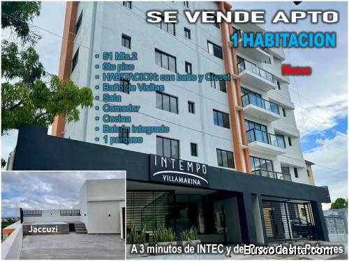 Vendo APTO a ESTRENAR 1 HABITACION, a PASOS AV. LOS PROCERES, VILLA MARINA,  a 3 minutos de INTEC y 
