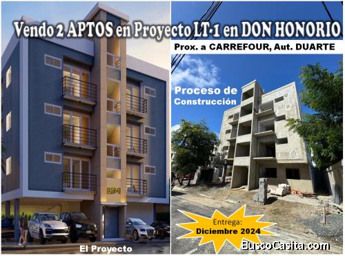 Vendo 2 APTOS Condominio LT-1 DON HONORIO, 2 HABS., Prox. CARREFOUR, Construcción Moderna, con entre