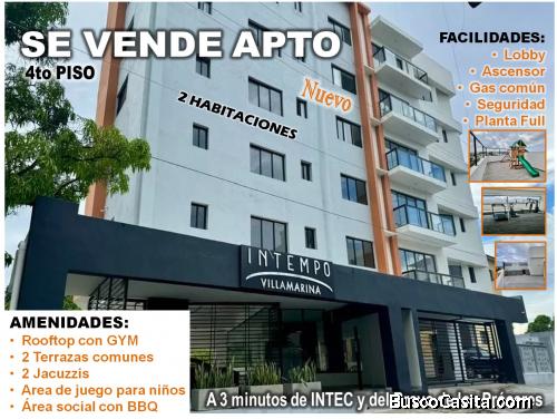 Vendo APTO de 2 HABS.2, 93 Mts.2, BALCON, ASCENSOR en  VILLA MARINA, Torre INTEMPO, a 3 minutos de l