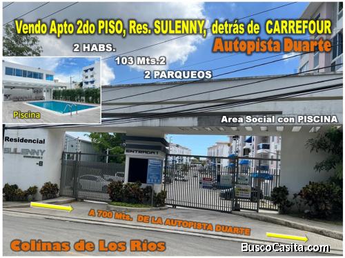 Vendo APTO en RES. SULENNY por detrás de CARREFOUR, Colinas de Los Ríos, a 700 Mts. AUT. DUARTE