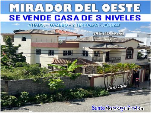 Casa de 3 Niveles en el RESIDENCIAL MIRADOR DEL OESTE, 425 Mts.2, 4 HABS., Terraza, 2 Balcones
