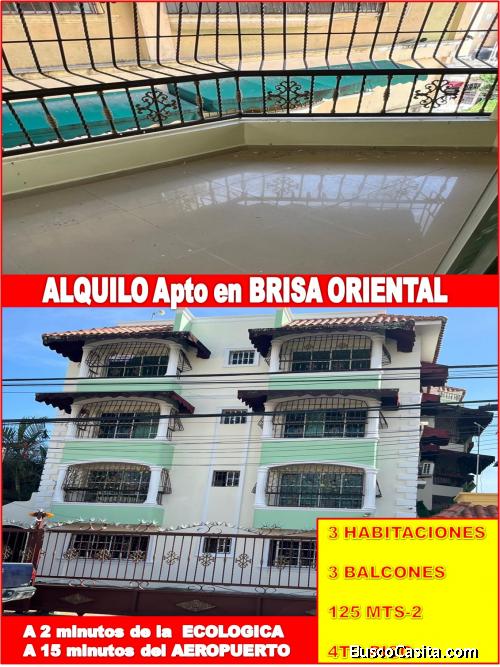 ALQUILO APTO de 3 HABS., 4to. Nivel  en  BRISA ORIENTAL, Edificio ARBOLEDA TOWER